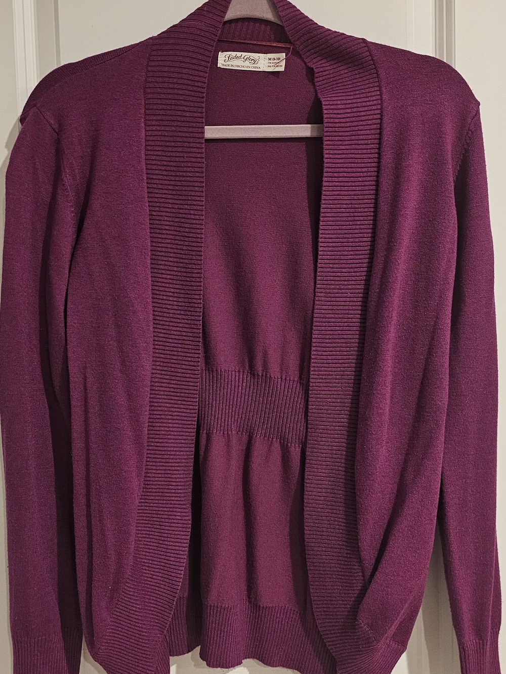 Faded Glory Plum Open-Front Cardigan Sweater